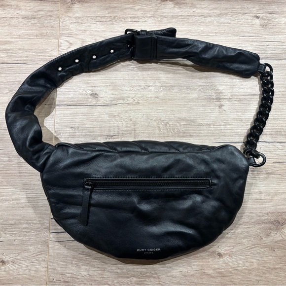 Kurt Geiger SoHo Large Black Leather Belt Bag - Picture 2 of 11